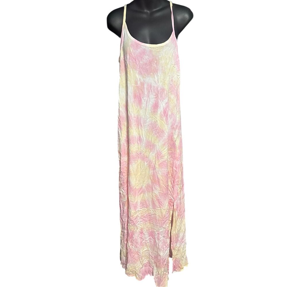 Daisy Island Sun dress pink yellow tie dye flowing spaghetti strap for Women Sum